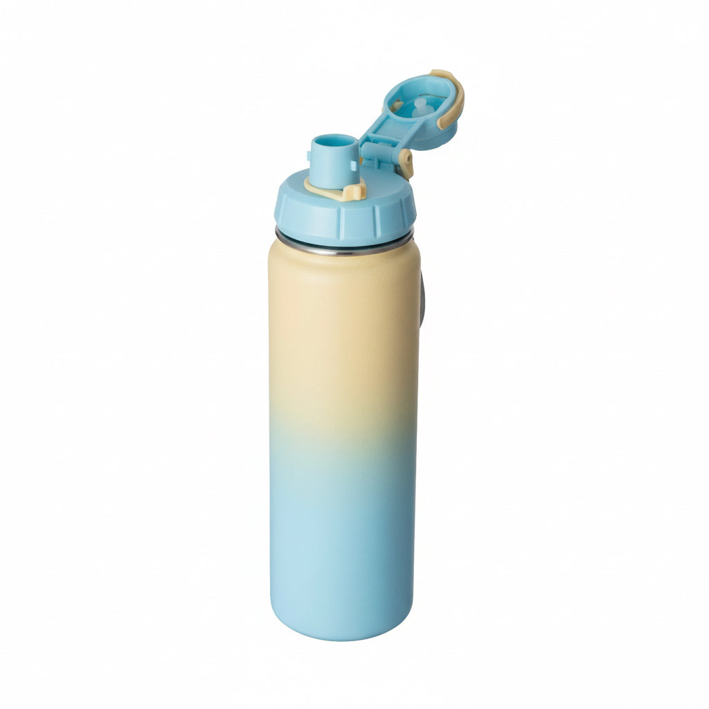 Chameo Botella Térmica con Doble Tapa – 540 ml / 720 ml | Diseño degradado azul y amarillo